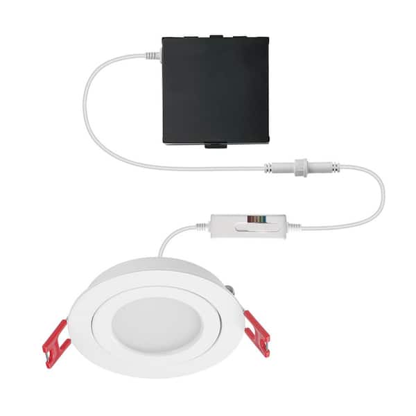 Ultra Directional Integrated LED 3 in Round Adj Color Temp Canless Recessed Light for Kitchen Bath Living rooms, White
