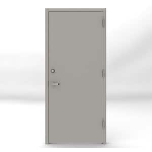 36 in. x 80 in. Gray Flush Left-Hand Security Steel Prehung Commercial Door with Welded Frame