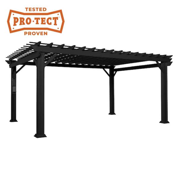 Backyard Discovery Stratford 16 ft. x 12 ft. Black Steel Traditional Pergola with Sail Shade Soft Canopy