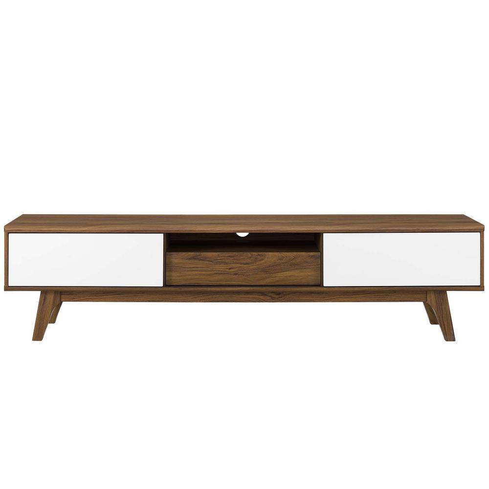 Envision 70" White Walnut Mid-Century Modern Media Console