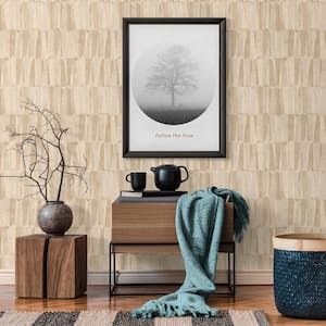 Fusion Collection Geo Point Wood Effect Motif Cream Grey Matte Finish Non-Pasted Vinyl Non-Woven Wallpaper Roll