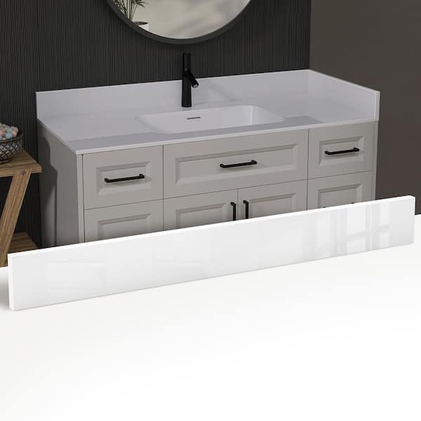 48 in. W x 4 in. H Solid Surface Resin Vanity Backsplash for Bathroom Countertop Splash Guard in Pure White