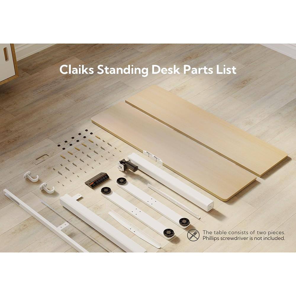 Parts list showing the components of the standing desk.