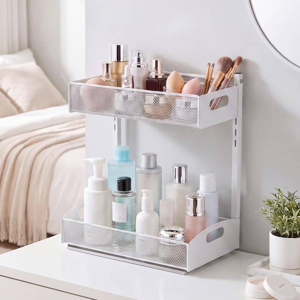 Under Sink Organizer, 2 Pack 2-Tier with 4-Level Height Adjustment, Multi-Purpose Cabinet Organizers and Storage, White price history on PriceWatchPro