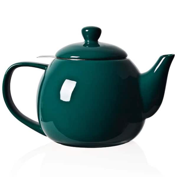 3-Cup Jade Porcelain Teapot with Removable Stainless Steel Infuser, Tea Pots for Loose Tea, Tea Infuser Pots for Gift