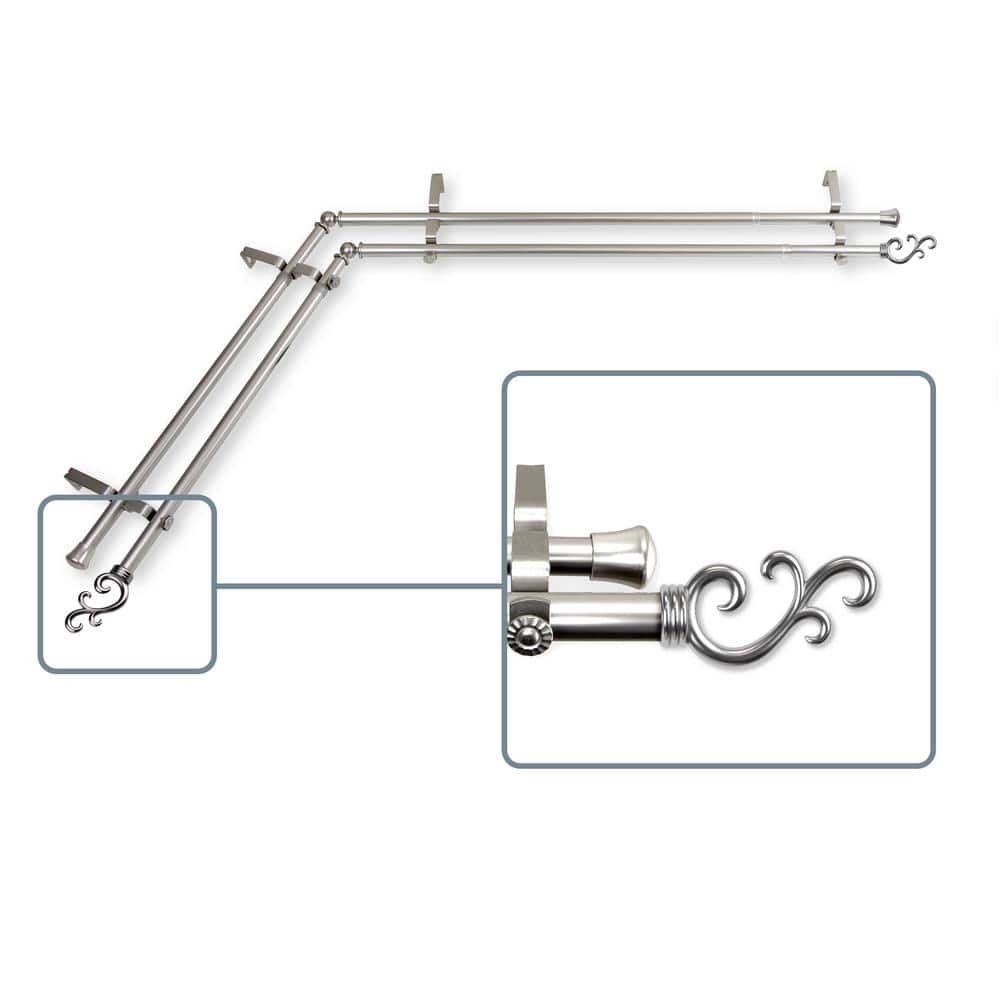 28 in. to 48 in. Adjustable 13/16 in. Corner Window Double Curtain Rod in S