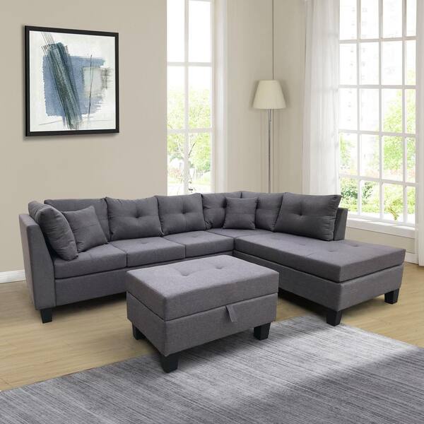 dark gray sectional with chaise lounge