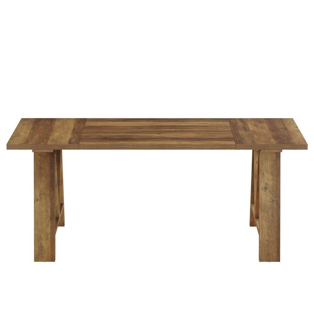 Roesler 100-Bottle Brown 63" Dining Table Kitchen Table Dinner Table for 4-6 with M-Shaped Legs for Home Dining Room
