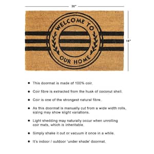 Black Welcome to our Home Stripe 18 in. x 30 in. Doormat