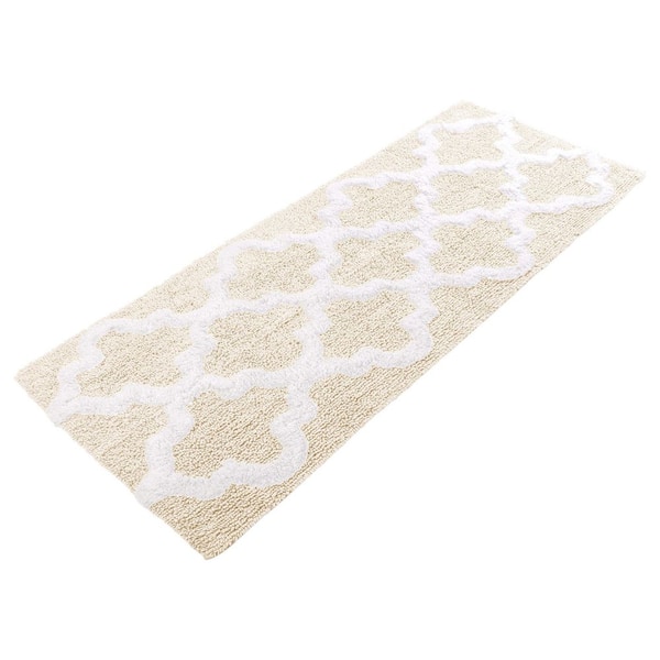 Lavish Home Trellis Bone 24 in. x 60 in. Bathroom Mat