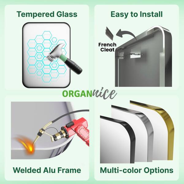 48 in. W x 36 in. H Rectangular Aluminum Framed Wall Bathroom Vanity Wall Mount Mirror in Silver