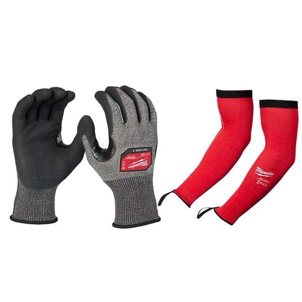 Milwaukee XX-Large High Dexterity Level 3 Cut Resistant Glove with 16 in. Red 4-Way Stretch Cut 3 Resistant Protective Arm Sleeves