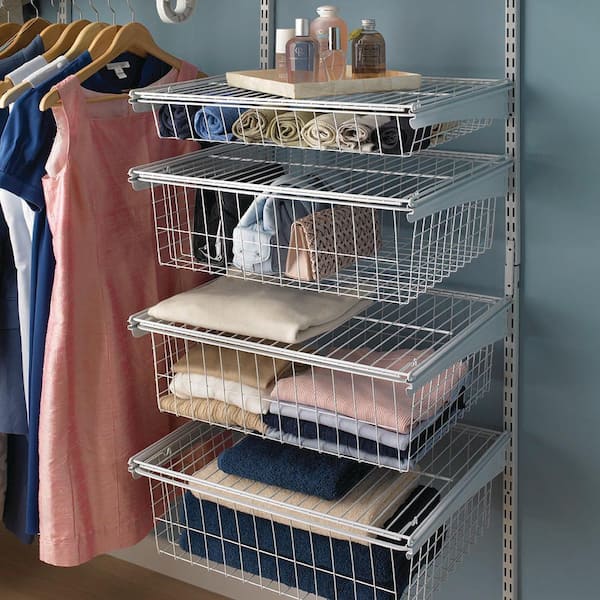 Two-Tier Sliding Basket Drawers - Adjustable Home Closet Organizer