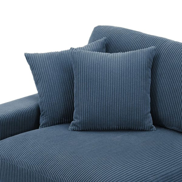【Y u i 】 Uixe Modern Right Arm Facing Navy Blue Corduroy Fabric Sectional