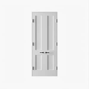 36 in. x 96 in. Bi-Parting Solid Core Primed White Composite Wood Single Pre-hung interior Door Satin Nickel Hinges