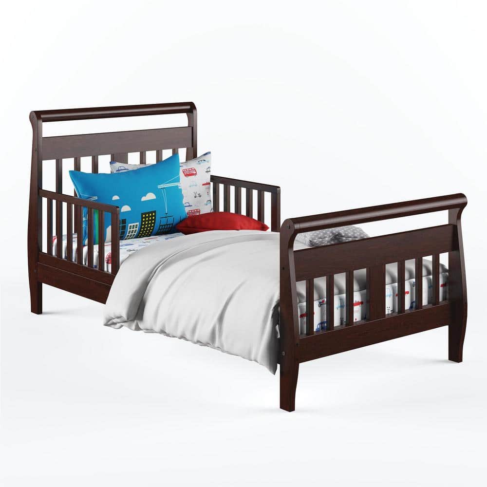 BABY RELAX Steele Cherry Wood Toddler Bed with Safety Rails DE60908 The Home Depot