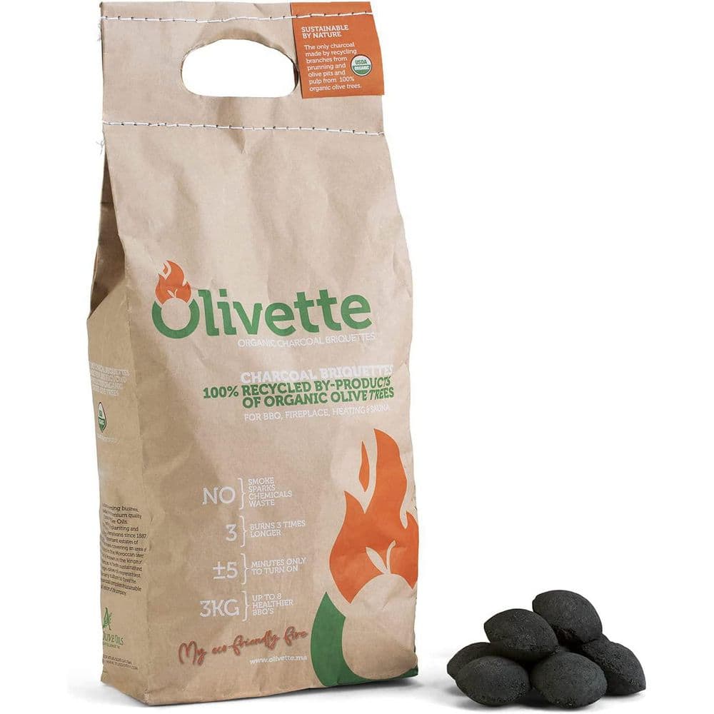Olivette 6.6 lb. Bag Organic Olive Wood Reusable Charcoal