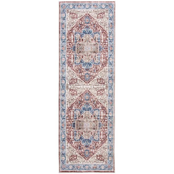 Silky Medallion 2 ft. x 7 ft. Red Runner Area Rug