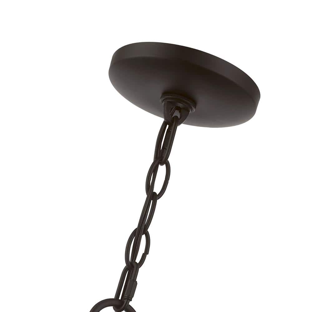 Bronze and Antique Brass 3-Light Outdoor Pendant with Clear Glass