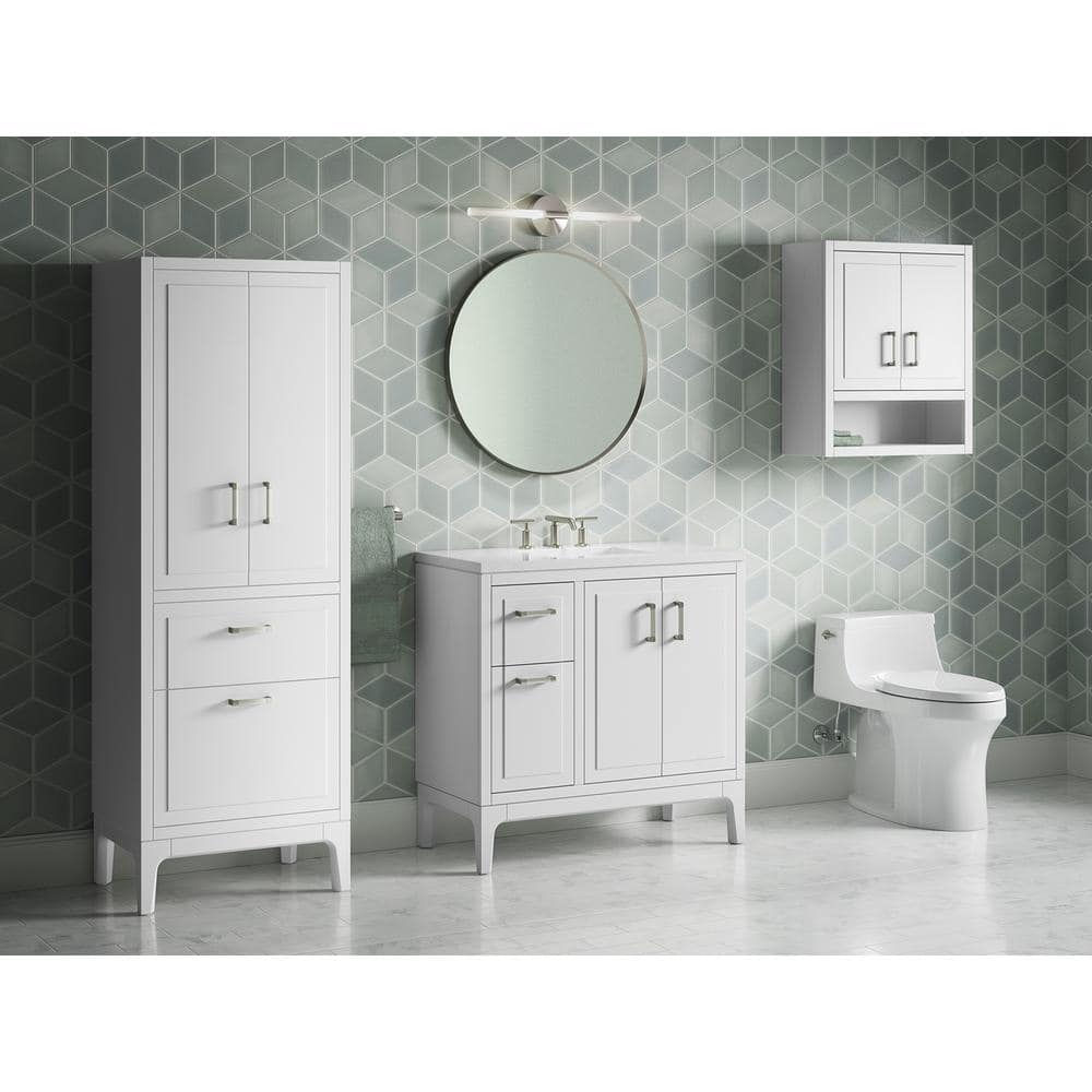 Seer 36-Inch White Mahogany Bathroom Vanity Set with Quartz Top
