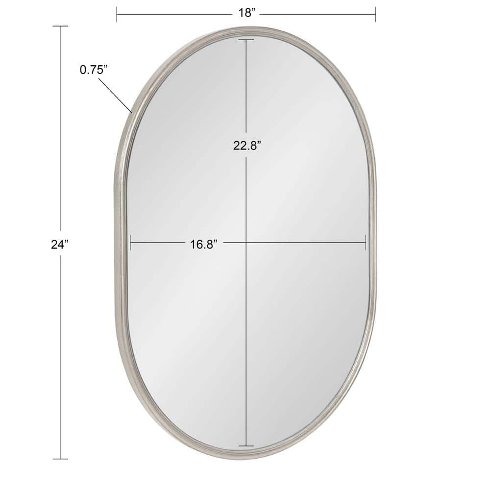28.3" Silver Oval Wood Vanity Wall Mirror
