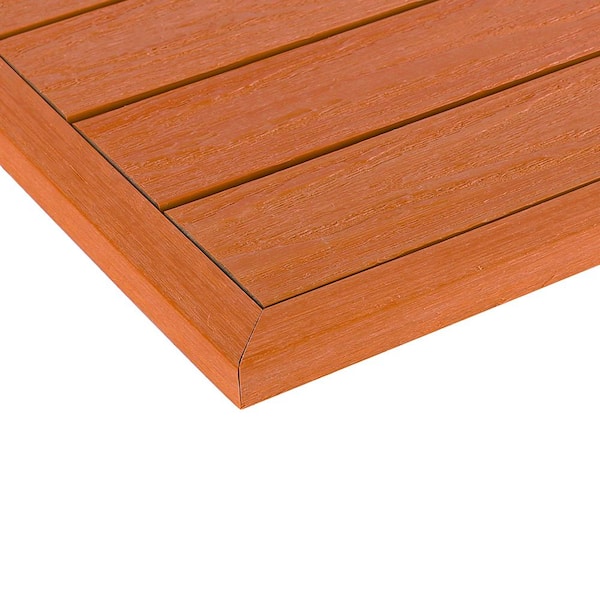 NewTechWood 1/12 ft. x 1 ft. Quick Deck Composite Deck Tile Outside Corner Trim in Madrid Red (2-Pieces/Box)
