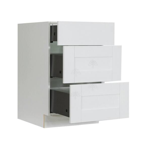 LIFEART CABINETRY Anchester Assembled 18x34.5x24 in. Base Cabinet with 3 Drawers in Classic White