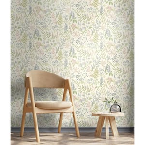 Floral Sprig Pink and Cream Non-Pasted Wallpaper (Covers 56 sq. ft.)