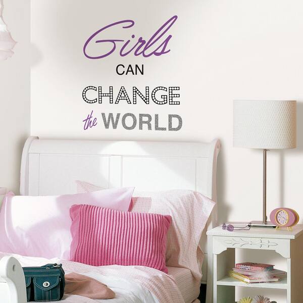 WallPops Purple Girls Can Change The World Wall Quote