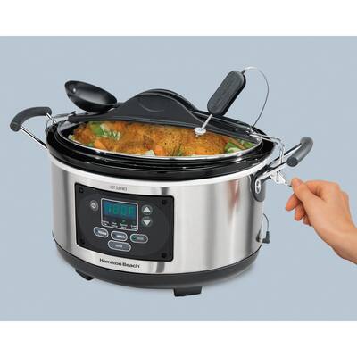 Set and Forget 6 Qt. Stainless Steel Programmable Slow Cooker with Temperature Probe