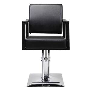22.8 in. PU leather barber chair with backrest and armrest black