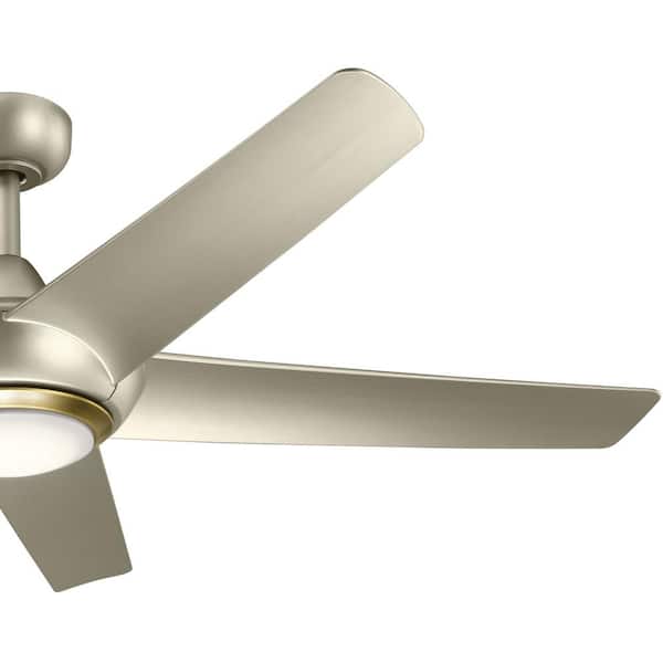 Kapono 52 in. Indoor Brushed Nickel Downrod Mount Ceiling Fan with Integrated LED with Remote Control Included