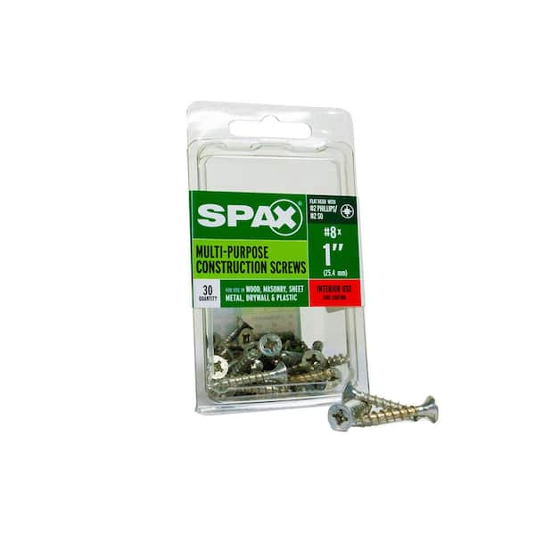 SPAX #8 x 1 in. Interior Flat Head Wood Screws Construction Phillips / Square (30 EA)