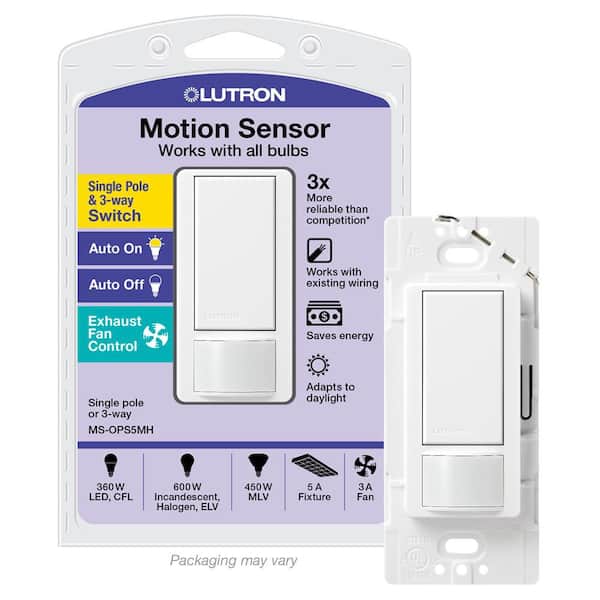 Lutron Maestro Motion Sensor Switch, No Neutral Required, 5-Amp, Single-Pole/Multi-Location, White (MS-OPS5MH-WH)