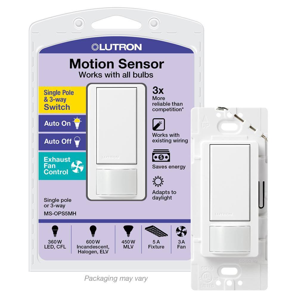 Contract Van toepassing zijn vonk Lutron Maestro 5 Amp Single-Pole or Multi-Location Motion Sensor Switch,  White MS-OPS5MH-WH - The Home Depot
