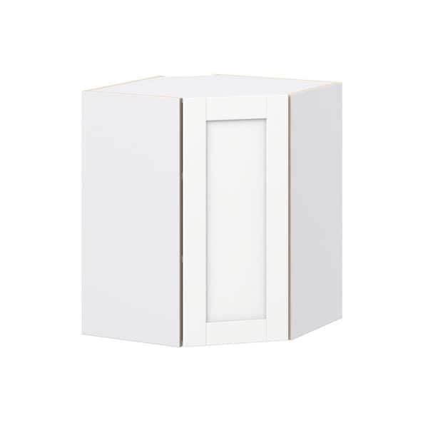 Milton 24 in. W x 14 in. D x 30 in. H Assembled Shaker Diagonal Corner Kitchen Cabinet in Bright White