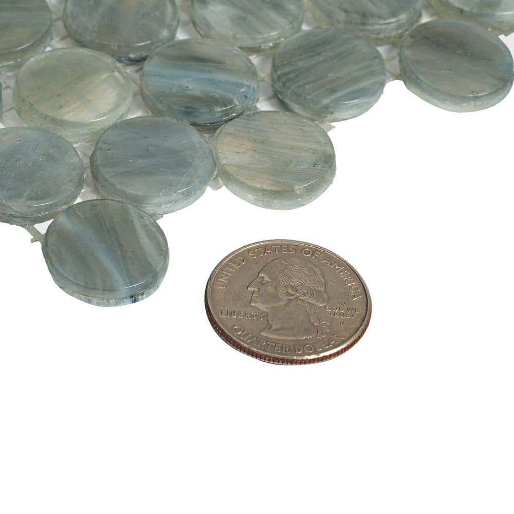 Gray Polished Penny Round Glass Mosaic Tile 12x12
