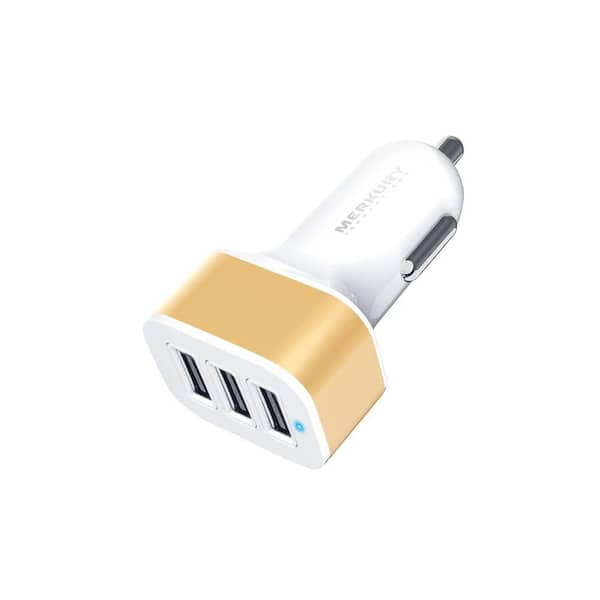 Merkury Innovations 3-Port 3.4 Amp USB Car Charger, Gold