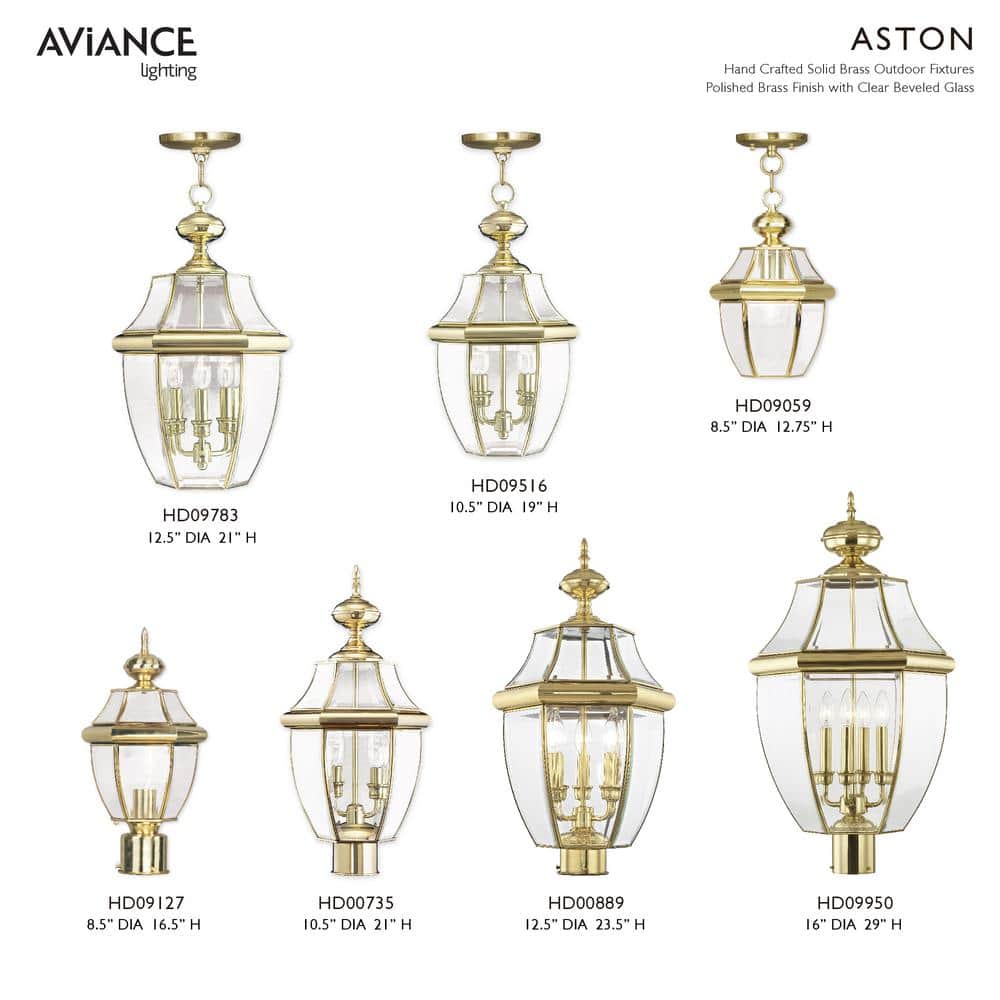 Monterey Polished Brass 3-Light Outdoor Wall Lantern