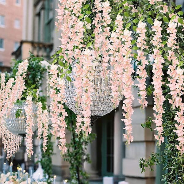 43.2 in. Blush Pink Indoor/Outdoor Artificial Wisteria Vines