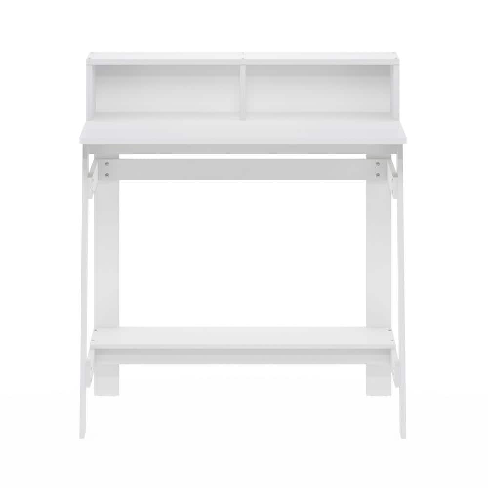 White Composite Wood A-Frame Desk with Hutch