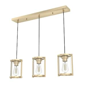 Astwood 3-Light Alturas Gold Island Chandelier with Clear Glass Shades Kitchen Light