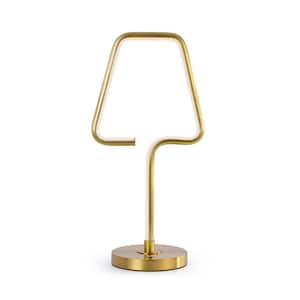 The Lamp 21.5 in. Brushed Brass Integrated Dimmable LED Tube Table Lamp