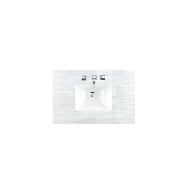 James Martin Vanities 36 in. W x 23.5 in. D Single Basin Vanity Solid Surface Top in Arctic Fall with White Basin