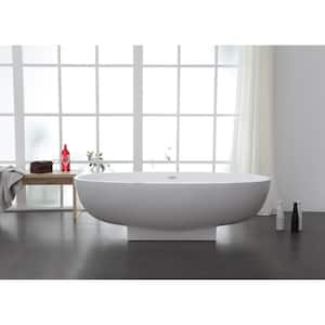 66.9 in. Solid Surface Resin Flatbottom Non-Whirlpool Bathtub in Glossy White