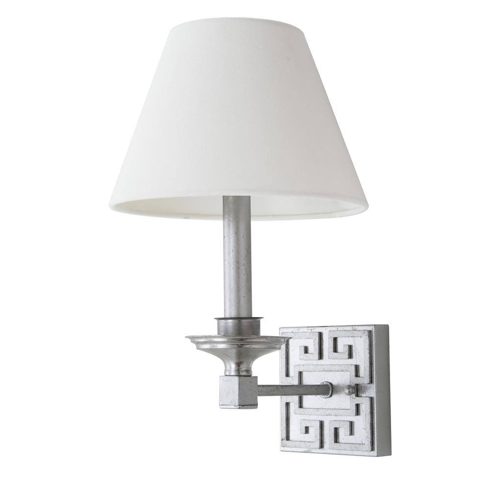 Contemporary Greek Key Silver Wall Sconce Set