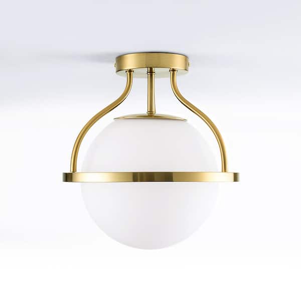 Maxax Raleigh 11 in. 1-Light Brass Modern Minimalist Dimmable Semi-Flush Mount