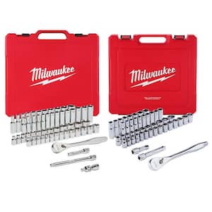 3/8 in. and 1/2 in. Drive SAE/Metric Ratchet and Socket Mechanics Tool Set (103-Piece)