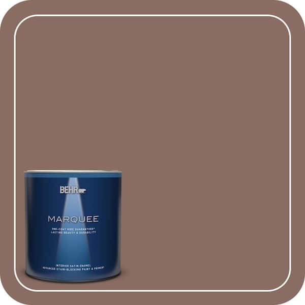 BEHR MARQUEE 1 qt. #N150-5 French Truffle One-Coat Hide Satin Enamel Interior Paint & Primer