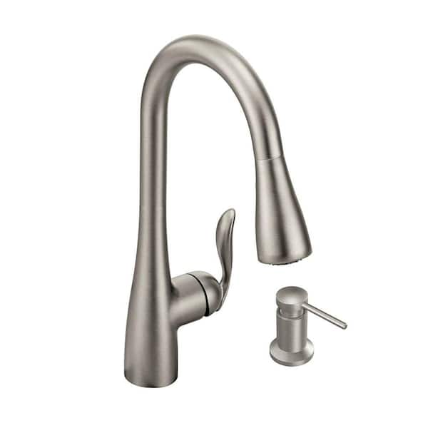 MOEN Arbor Single-Handle Pull-Down Sprayer Kitchen Faucet with Reflex and Soap/Lotion Dispenser in Spot Resist Stainless